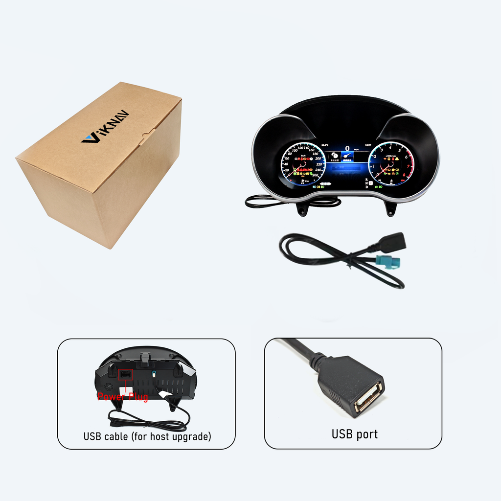 Viknav 12.3 Inch Digital Cluster Car Speedometer For Mercedes Benz C/GLC W205 2015-2018 Linux System Car Instrument Cluster Screen Instrument Replacement (NTG5.0/5.1)