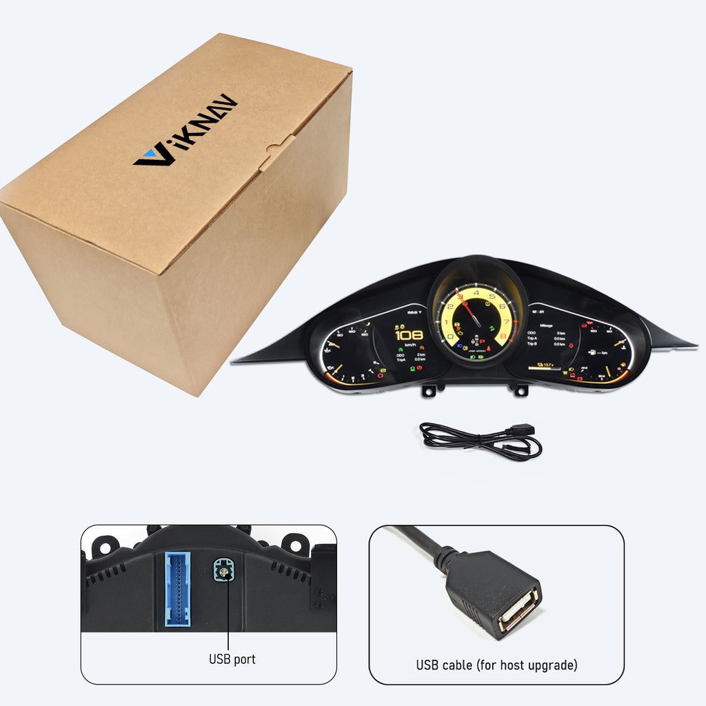 Viknav 12.3 Inch Digital Cluster Dashboard For Porsche Panamera 2010 2011 2012 2013 2014 2015 2016 LCD Digital Instrument Full Screen Upgrade Speedometer Panel Gauges Replacement Cockpit