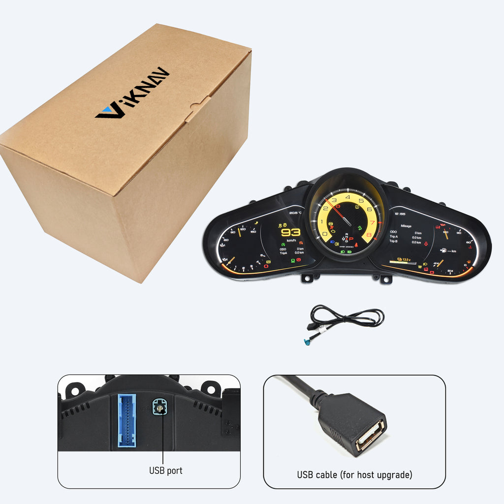 Viknav 12.3 Inch Digital Cluster Dashboard For Porsche Cayenne/911 2011 2012 2013 2014 2015 2016 LCD Digital Instrument Full Screen Upgrade Speedometer Panel Gauges Replacement Cockpit