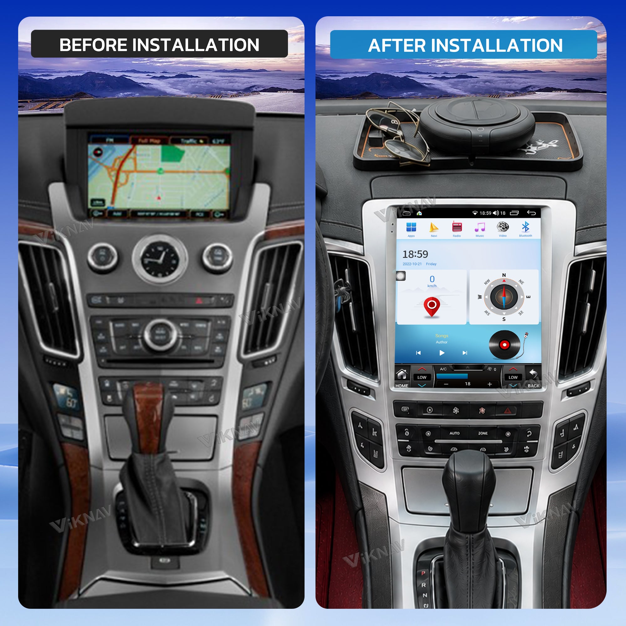 VIKNAV 9.7 Inch Android Car Radio For Cadillac CTS 2008-2013 Auto Stereo Screen Upgrade Wireless Carplay GPS Navigation Multimedia Player