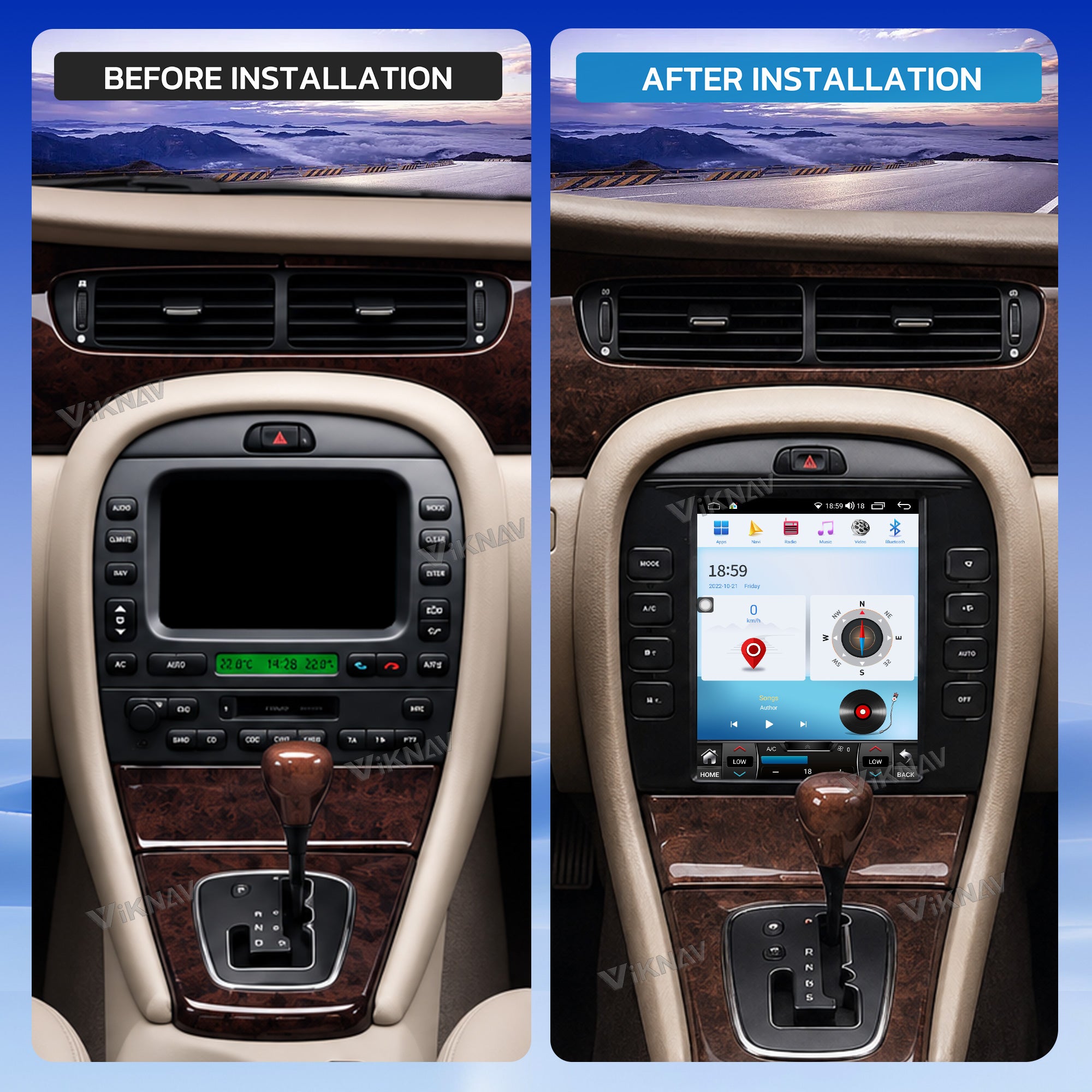 VIKNAV 9.7 Inch Android Car Radio For Jaguar X-TYPE 2004-2008 Auto Stereo Screen Upgrade Wireless Carplay GPS Navigation Multimedia Player