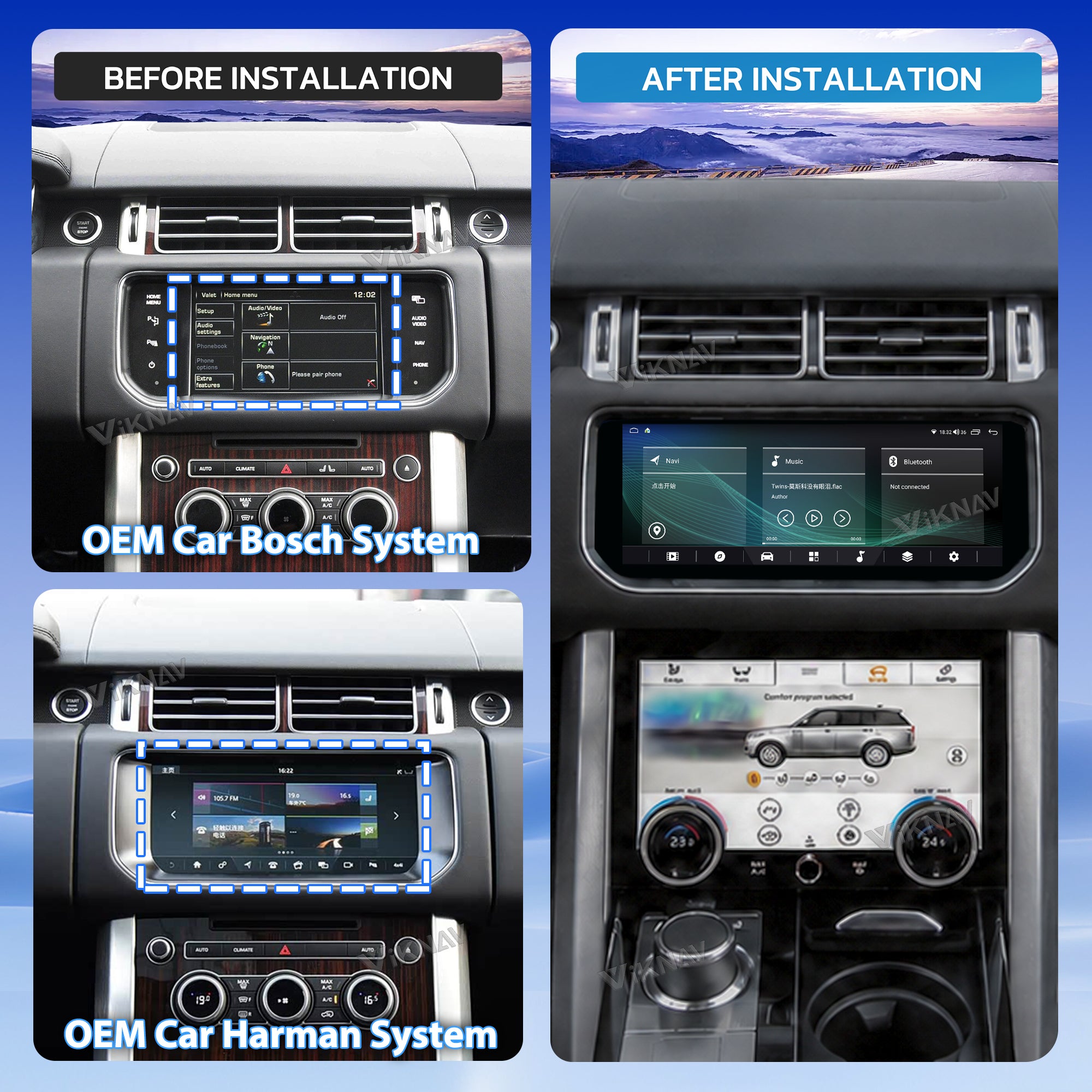 VIKNAV 10.25 Inch Android Car Radio AC panel for Land Rover Range Rover Vogue L405 2013-2017 Auto Stereo Screen Upgrade Wireless Carplay GPS Navigation Multimedia Player