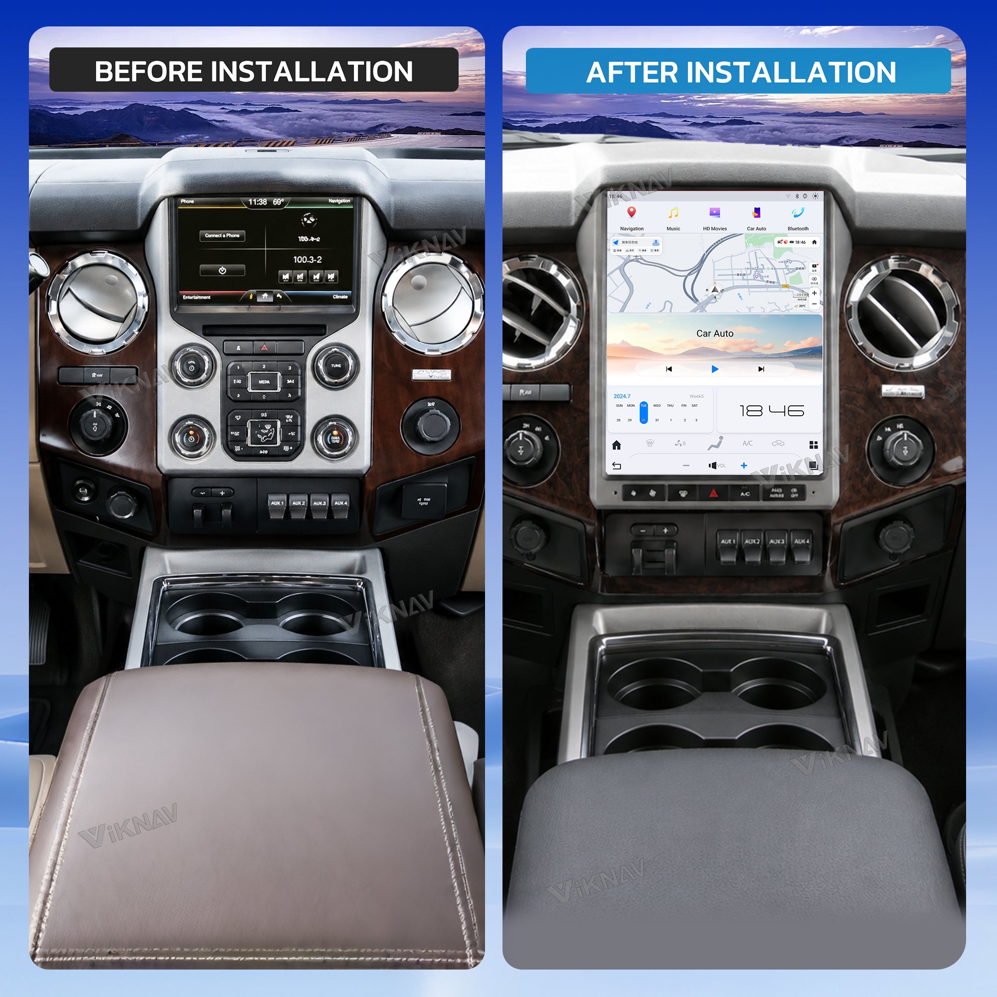 VIKNAV 12.1 Inch Android Car Radio For Ford F250/F350 2013-2014 Auto Stereo Screen Upgrade