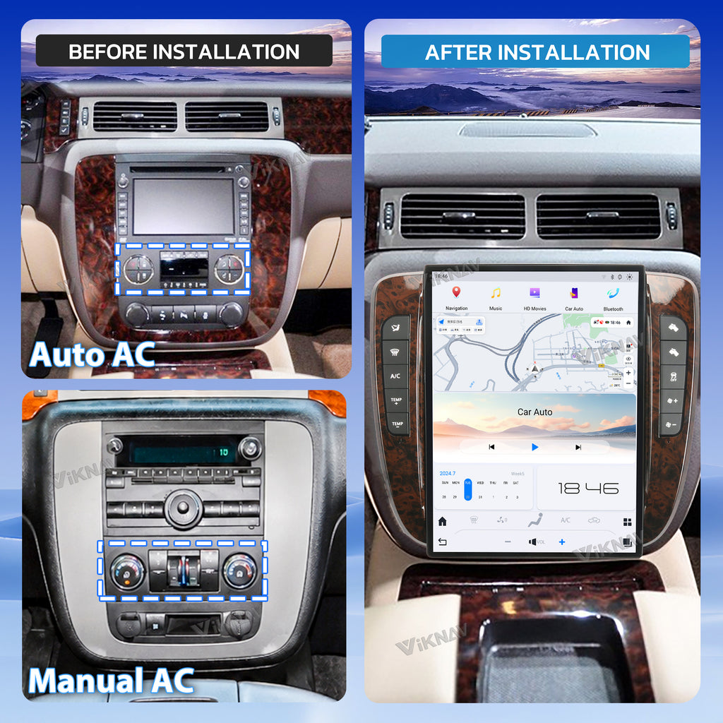 VIKNAV 14 Inch Car Radio For GMC YUKON/Chevy Suburban Tahoe 2007-2013 GPS Navigation Upgrade Android Auto Stereo Screen Wireless Carplay