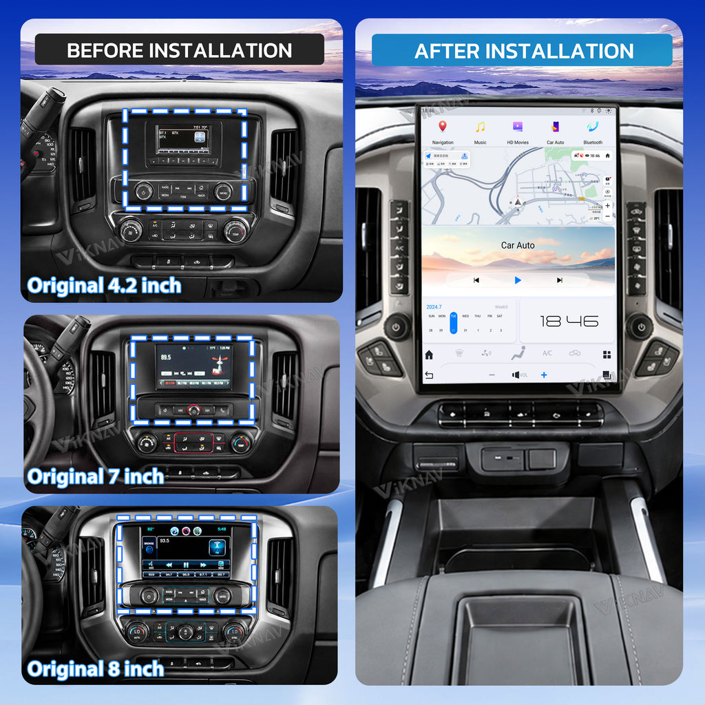 VIKNAV 15.6 Inch Android Car Radio For Chevrolet Silverado GMC SIERRA 1500 2014-2018 Upgrade Auto Stereo Screen Wireless Carplay