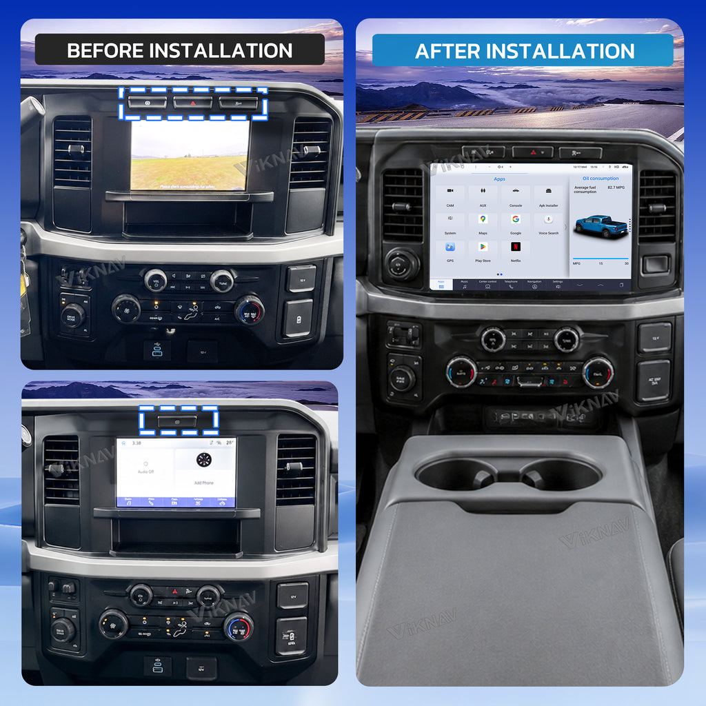 VIKNAV 12.7 Inch Android Car Radio For Ford F250 Raptor 2020-2026 Auto Stereo Screen Upgrade
