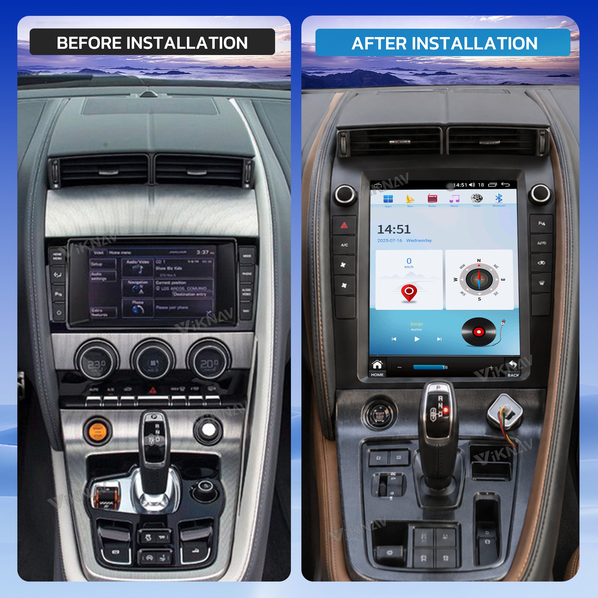 VIKNAV 12.1 Inch Android Car Radio For Jaguar F-TYPE 2013-2014 Auto Stereo Screen Upgrade Wireless Carplay GPS Navigation Multimedia Player