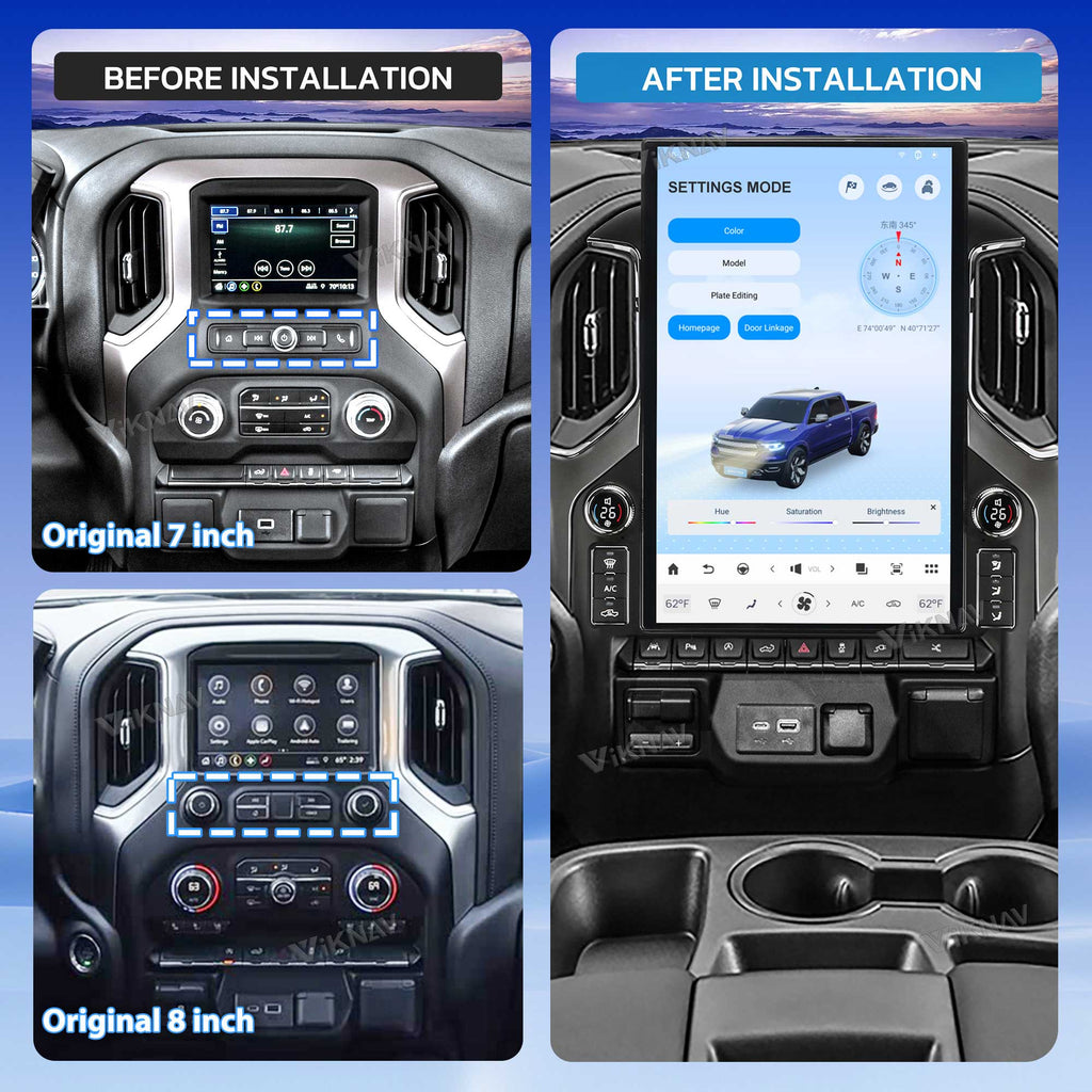 VIKNAV 17.2 Inch Android 14 Car Radio For Chevrolet Silverado GMC SIERRA 1500 2019-2025 Wireless Carplay Auto Stereo Screen Upgrade