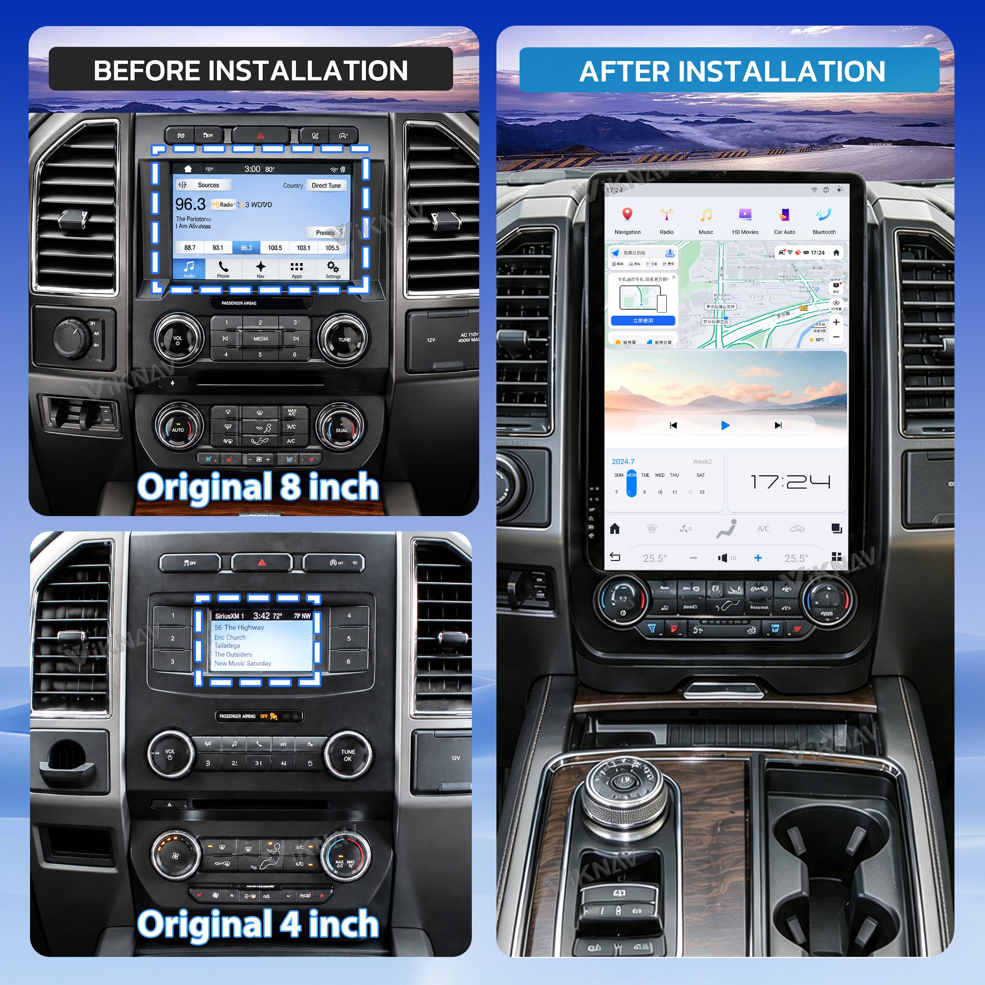 VIKNAV 14.4 Inch Android Car Radio For Ford Expedition 2015-2022 Auto Stereo Screen Upgrade