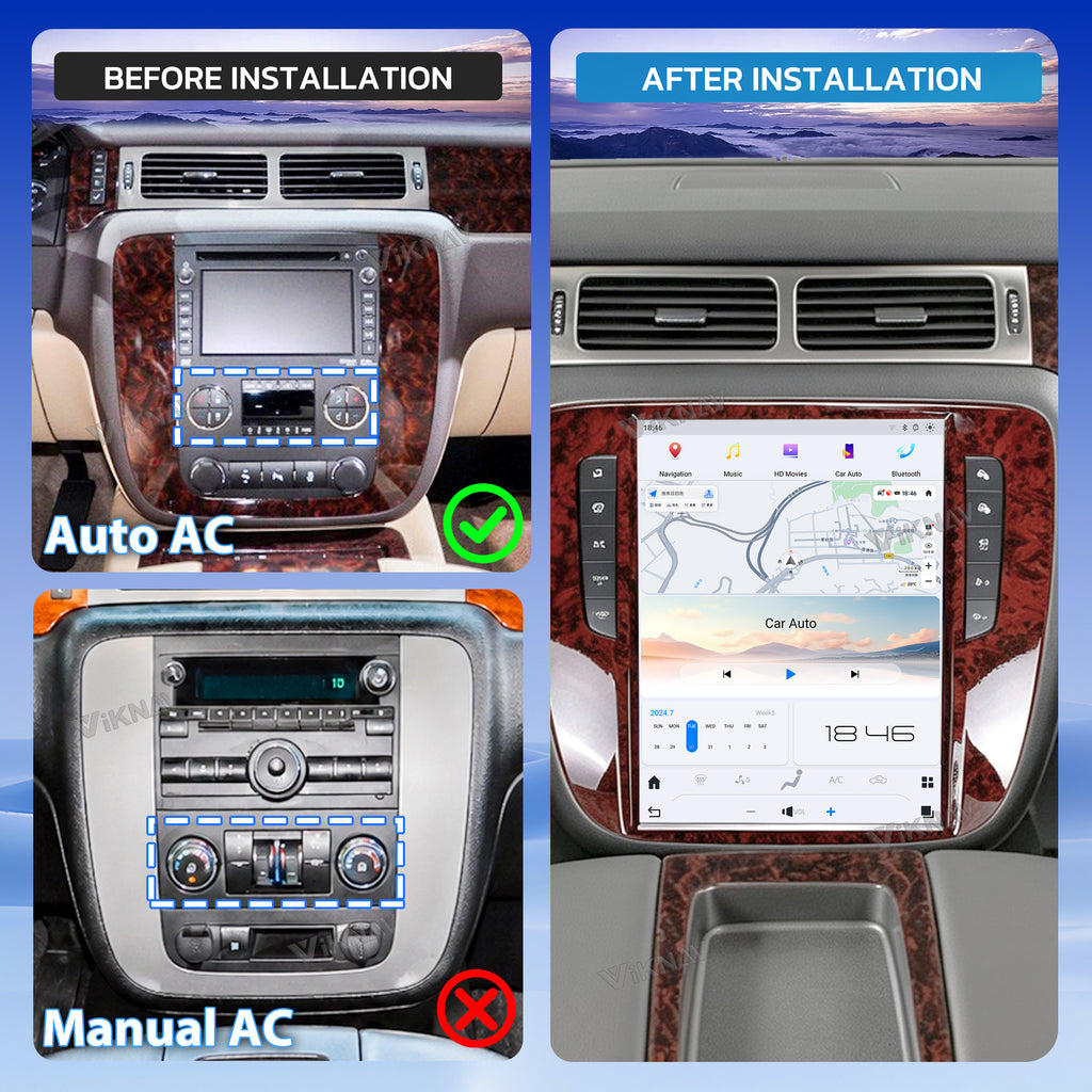 VIKNAV 12.1 Inch Car Radio For GMC YUKON/Chevy Suburban Tahoe 2007-2013 GPS Navigation Upgrade Android Auto Stereo Screen Wireless Carplay
