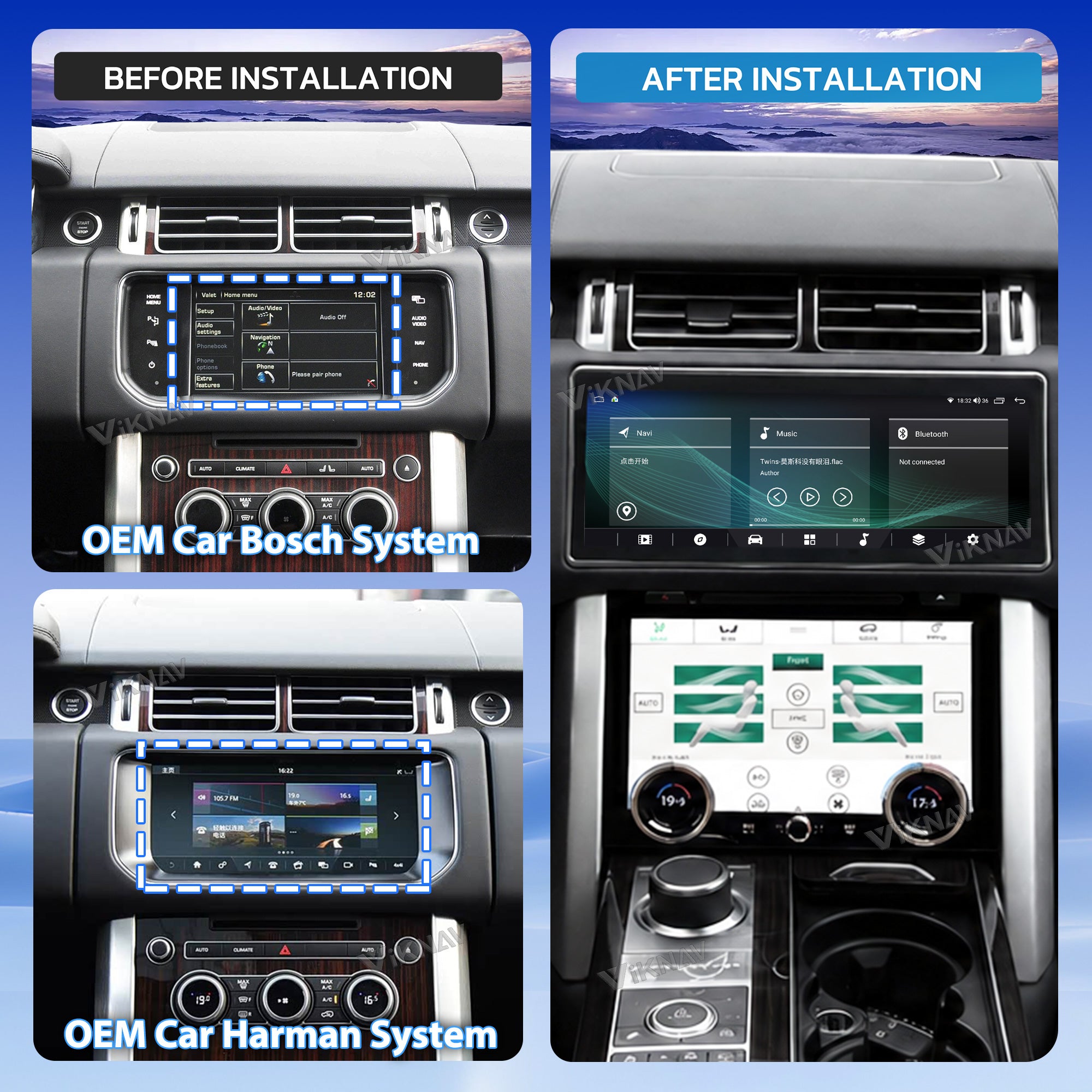 VIKNAV 12.3 Inch Android Car Radio AC panel for Land Rover Range Rover Vogue L405 2013-2017 Auto Stereo Screen Upgrade Wireless Carplay GPS Navigation Multimedia Player