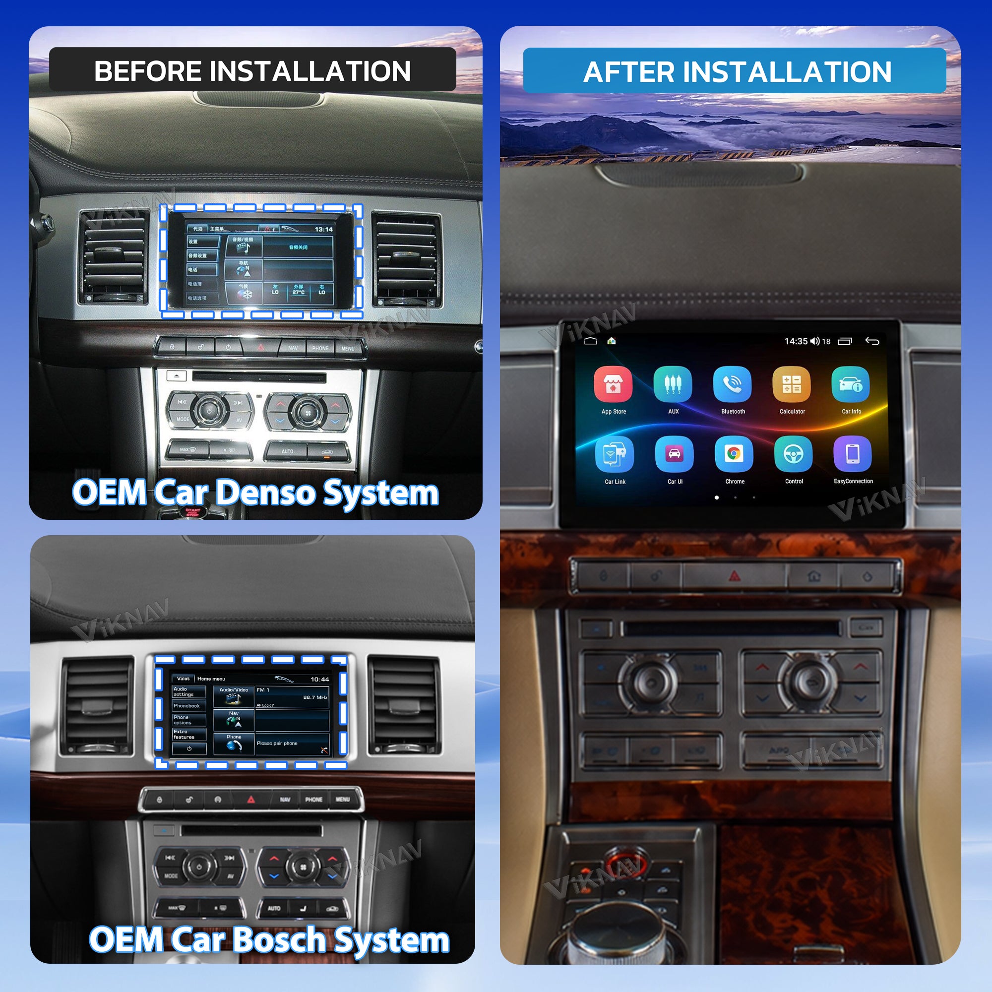 VIKNAV 8 Inch Android Car Radio For Jaguar XF 2009-2015 Auto Stereo Screen Upgrade Wireless Carplay GPS Navigation Multimedia Player