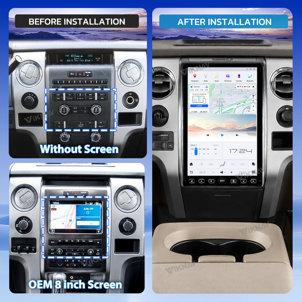 VIKNAV 12.1 Inch Android Car Radio For Ford F150 Raptor 2009-2012 Auto Stereo Screen Upgrade