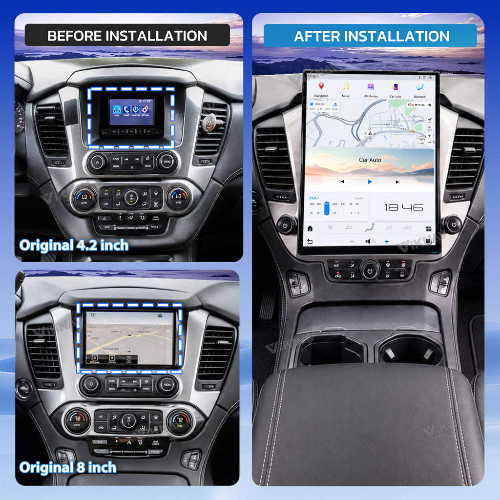 VIKNAV 15.6 Inch Android Car Radio For Chevrolet Tahoe Suburban GMC Yukon 2014-2020 Wireless Carplay Upgrade Auto Stereo Screen