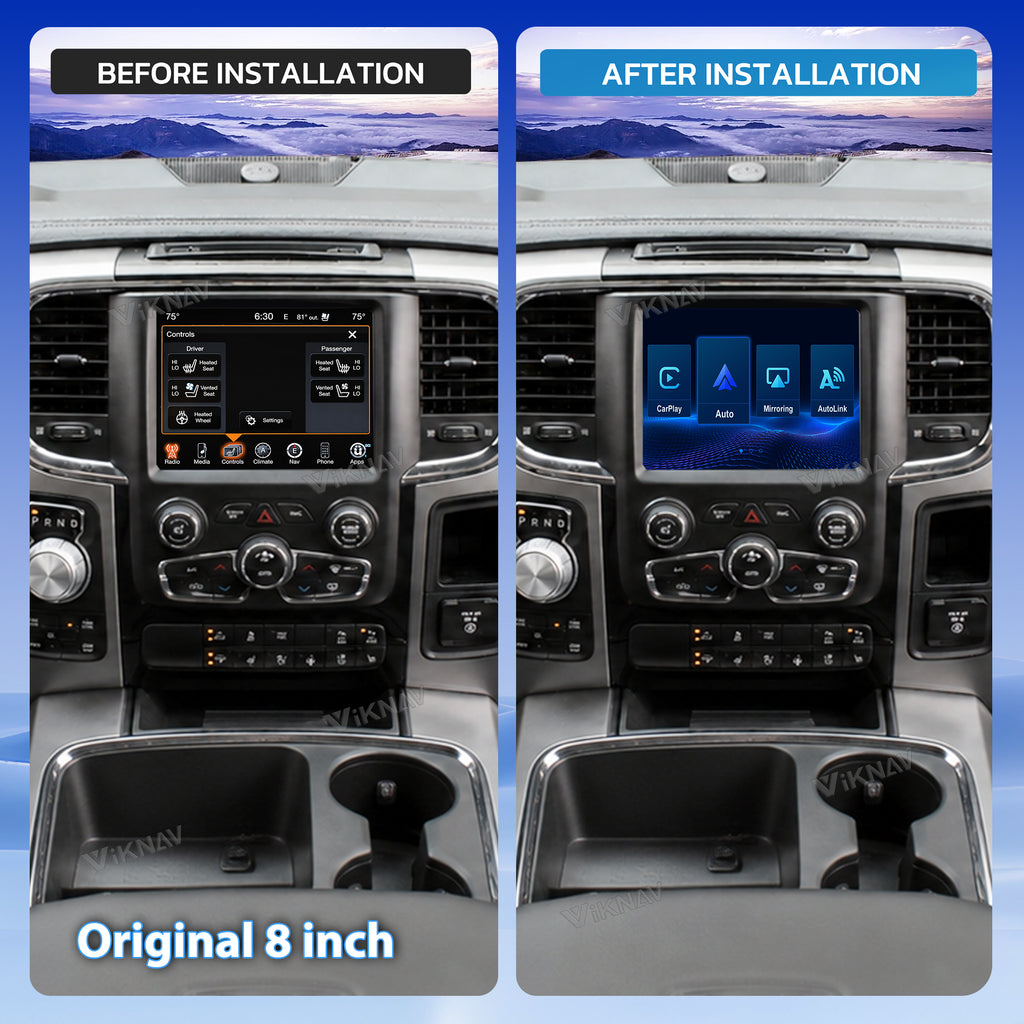 VIKNAV Wireless CarPlay Android Auto Decoder Linux Interface Box Upgrade for Dodge Ram 2013-2018
