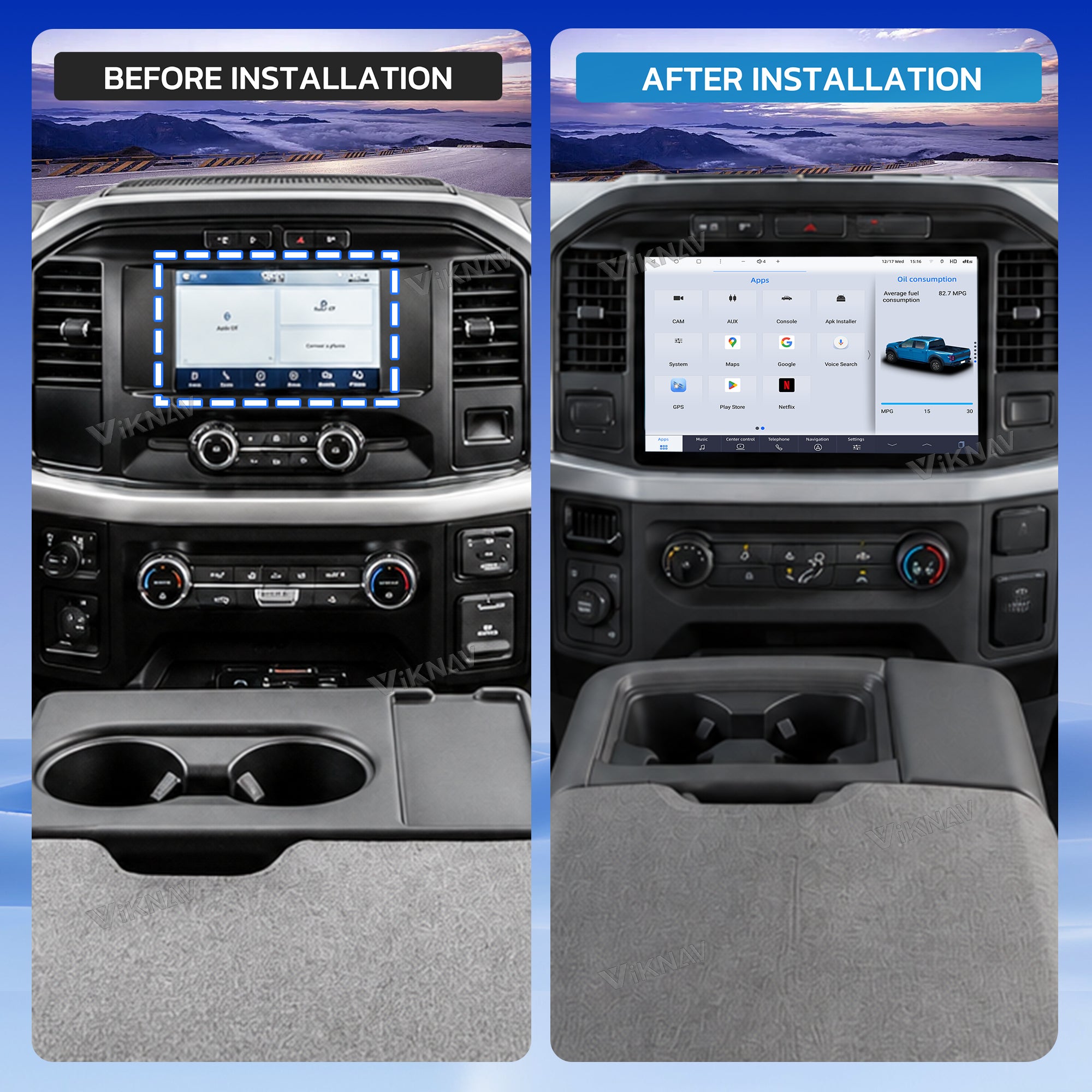 VIKNAV 12.7 Inch Android Car Radio For Ford F150 Raptor 2021-2026 Auto Stereo Screen Upgrade