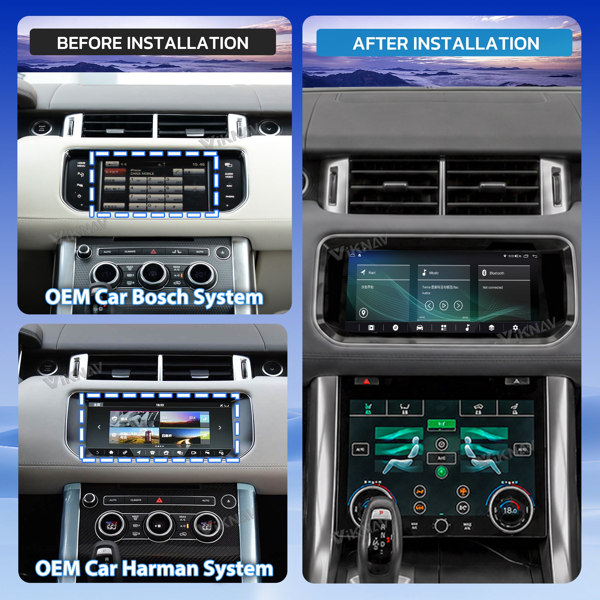 VIKNAV 10.25 Inch Android Car Radio AC panel for Land Rover Range Rover Sport L494 2013-2017 Auto Stereo Screen Upgrade Wireless Carplay GPS Navigation Multimedia Player