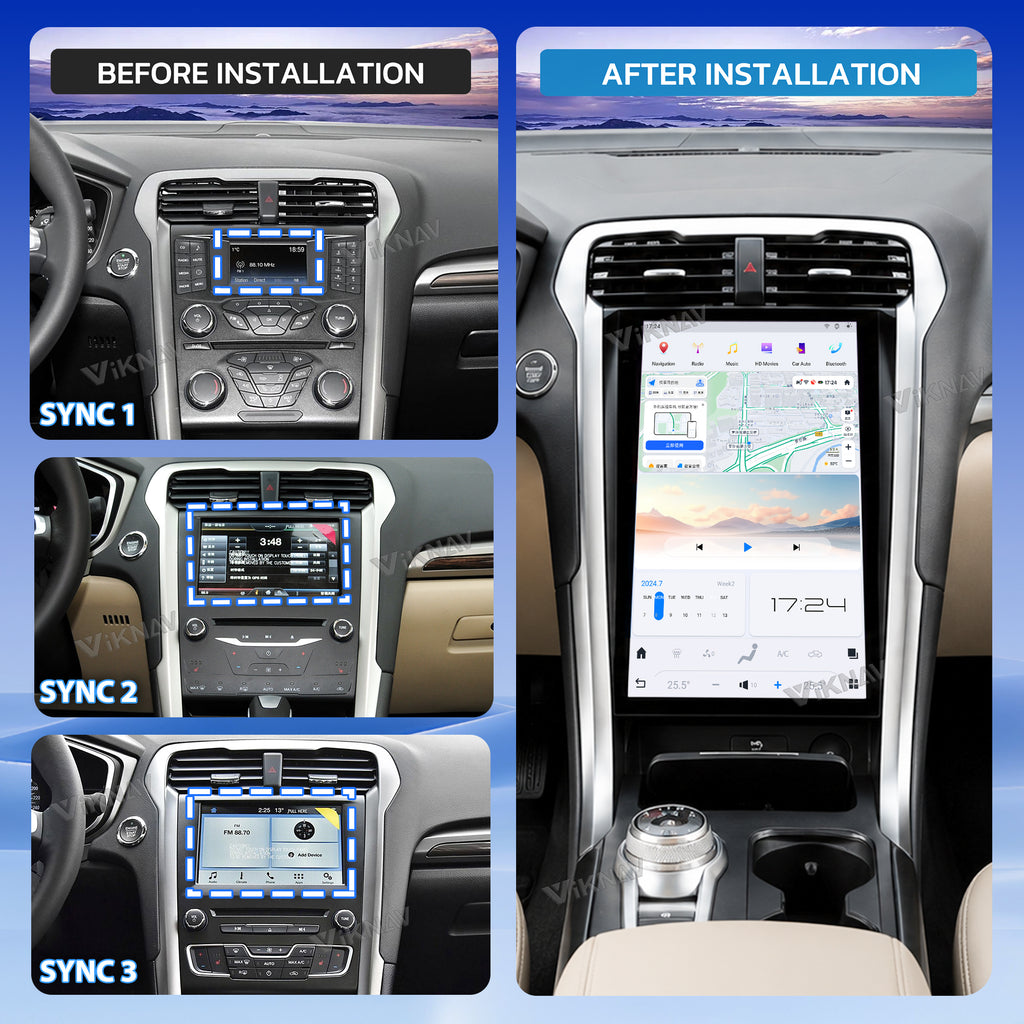 VIKNAV 14.4 Inch Android Car Radio For Ford Mondeo 2013-2021 Auto Stereo Screen Upgrade