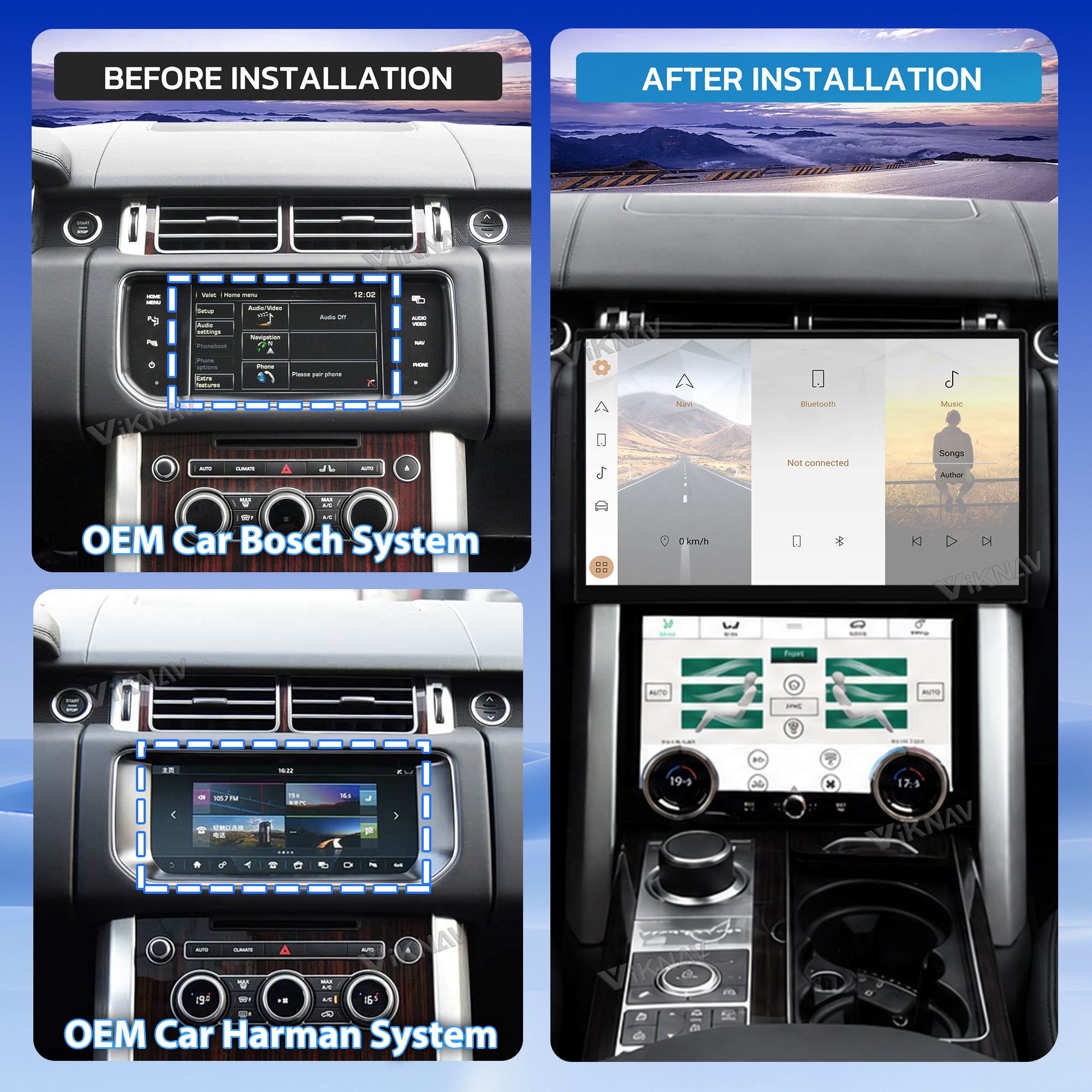 VIKNAV 13.3 Inch Android Car Radio AC panel for Land Rover Range Rover Vogue L405 2013-2017 Auto Stereo Screen Upgrade Wireless Carplay GPS Navigation Multimedia Player