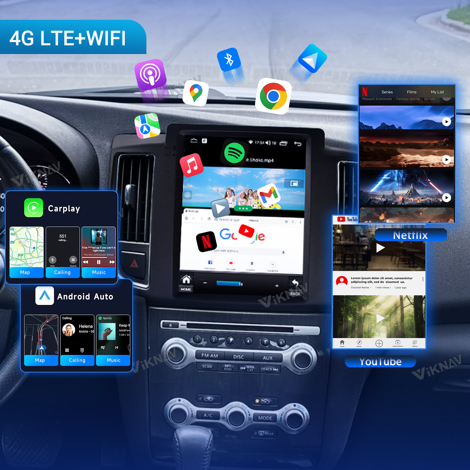 VIKNAV 10 Inch Android Car Radio for Nissan Maxima 2009-2014 Auto Stereo Screen Upgrade Wireless Carplay GPS Navigation Multimedia Player Head Unit