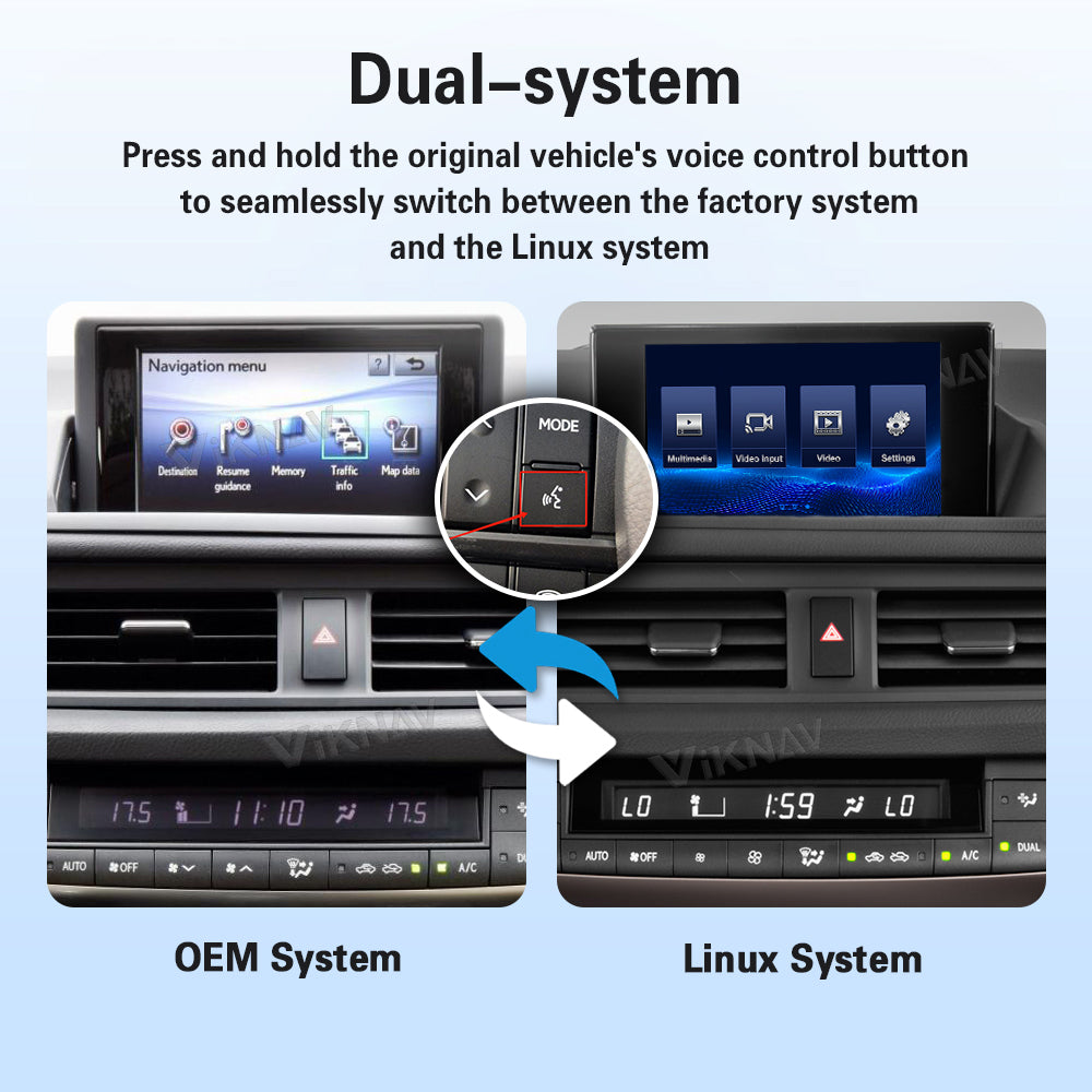 VIKNAV Wireless CarPlay Android Auto Decoder Linux Interface Box Upgrade for Lexus CT 2014–2022