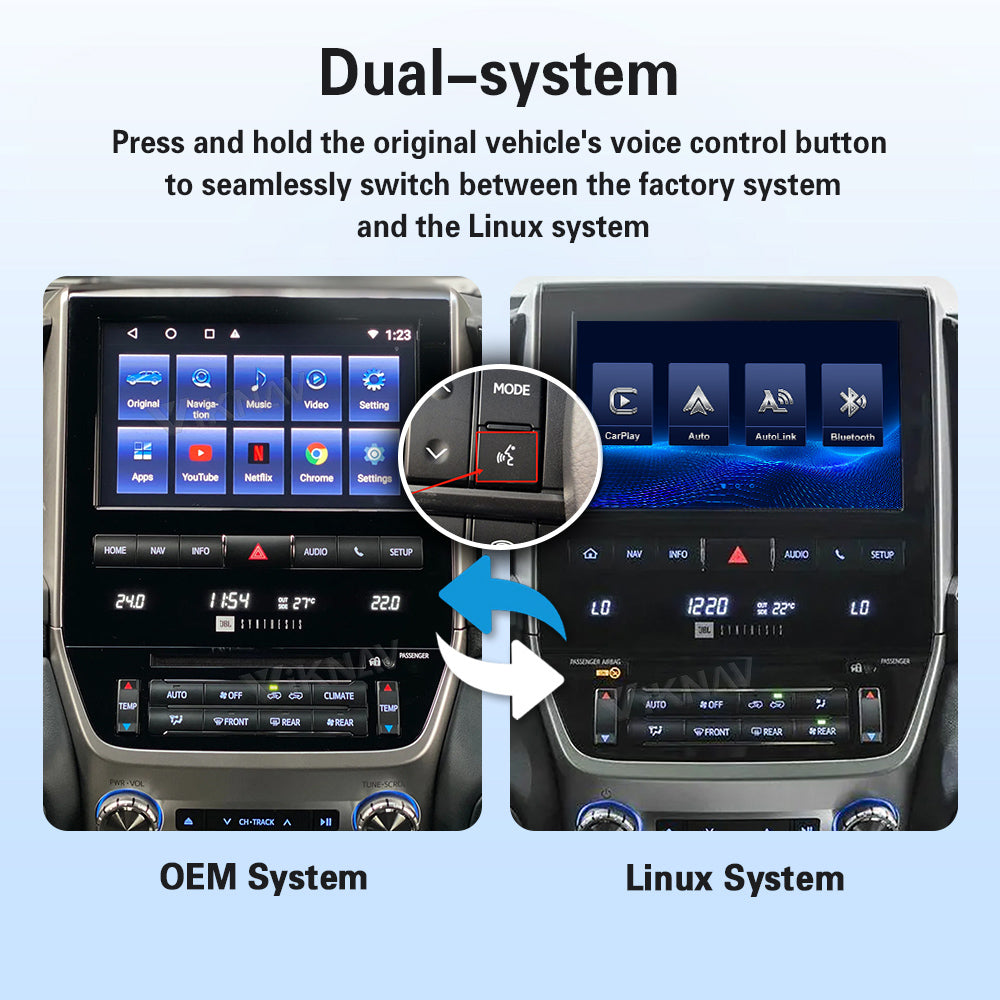 VIKNAV Wireless CarPlay Android Auto Decoder Linux Interface Box Upgrade for Toyota Land Cruiser LC200 2007–2021