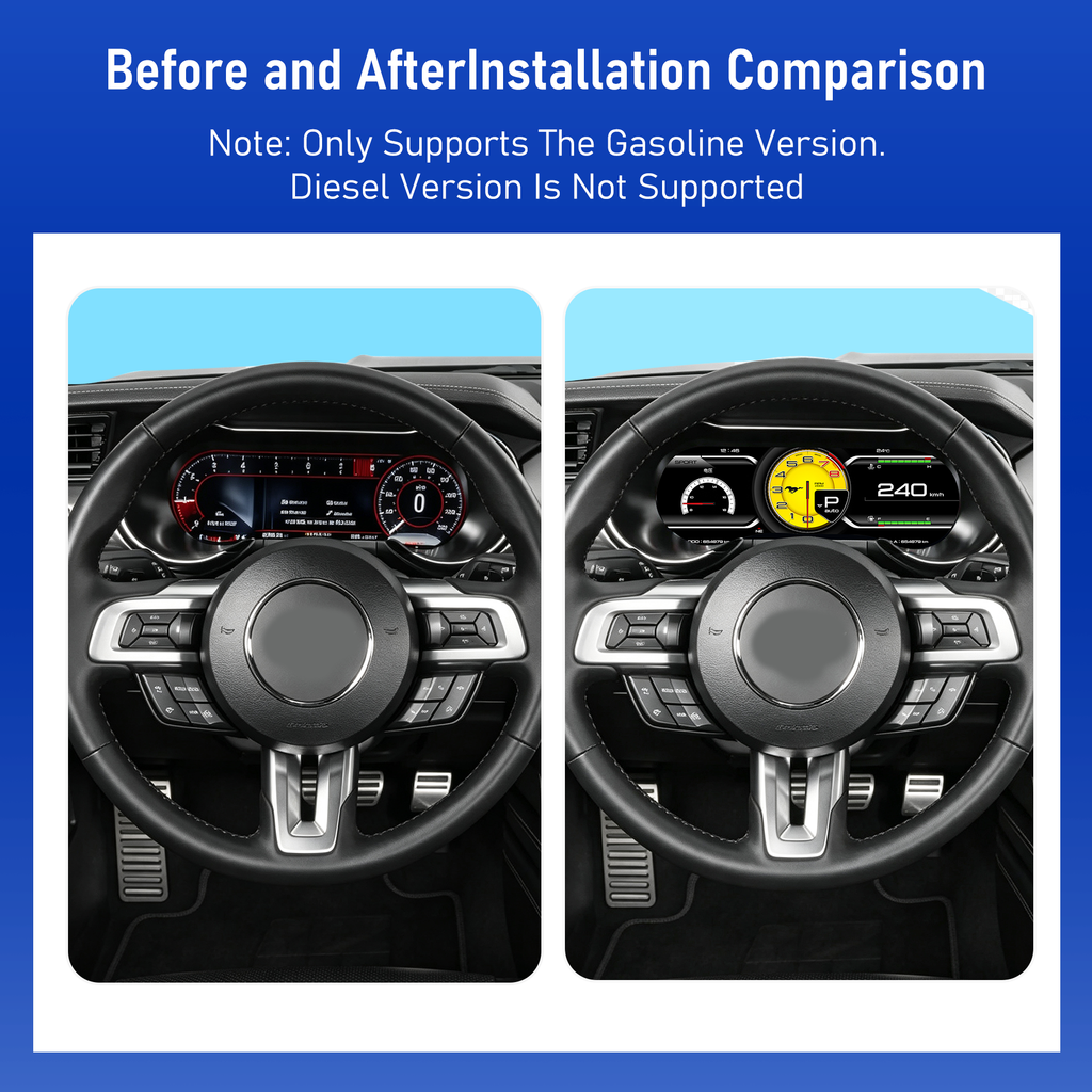 Viknav 15.8 inch Digital Gauge Cluster for Ford Mustang 2015-2023 LCD Car Digital Speedometer Dashboard Panel