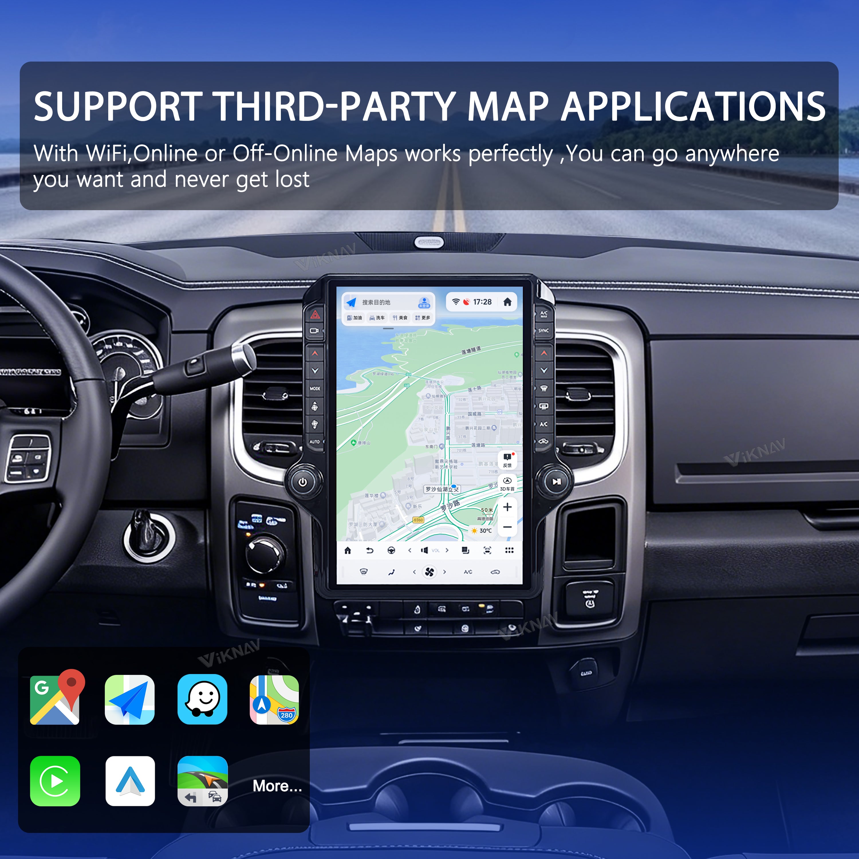 VIKNAV 14.4 Inch Android Car Radio For Dodge Ram 1500 2013-2018 Auto Stereo Screen Upgrade