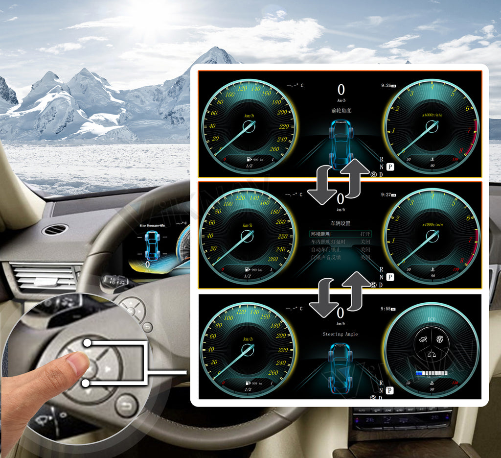 Viknav 12.3 Inch Digital Cluster Car Speedometer For Mercedes Benz E- Class W212 2014 2015 Linux System Car Instrument Cluster Screen Instrument Replacement (NTG4.5)