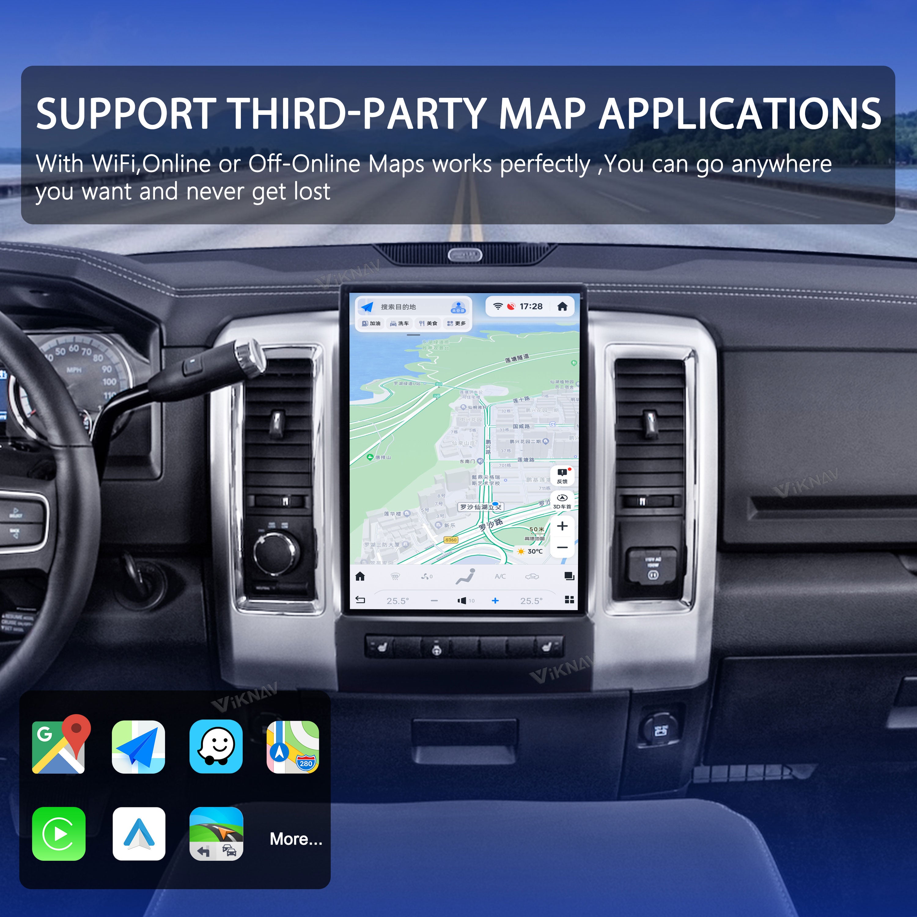 VIKNAV 13.8 Inch Android Car Radio For Dodge Ram 2008-2012 Auto Stereo Screen Upgrade