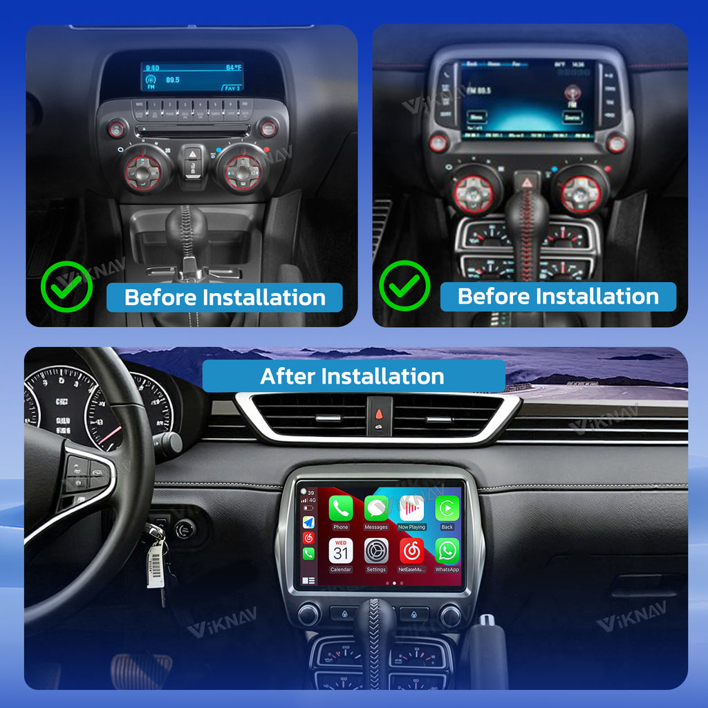 VIKNAV 9 Inch Android Car Radio Auto Stereo for Chevrolet Camaro 2010 2011 2012 2013 2014 2015 Screen Upgrade Wireless Carplay GPS Navigation Multimedia Player Head Unit