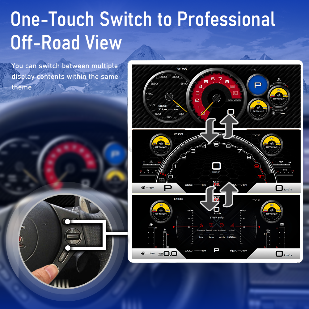 Viknav 12.3inch For Nissan GTR 2008-2015 LCD Digital Cluster Dashboard Panel Speedometer Screen Virtual Instrument Cluster Virtual Cockpit