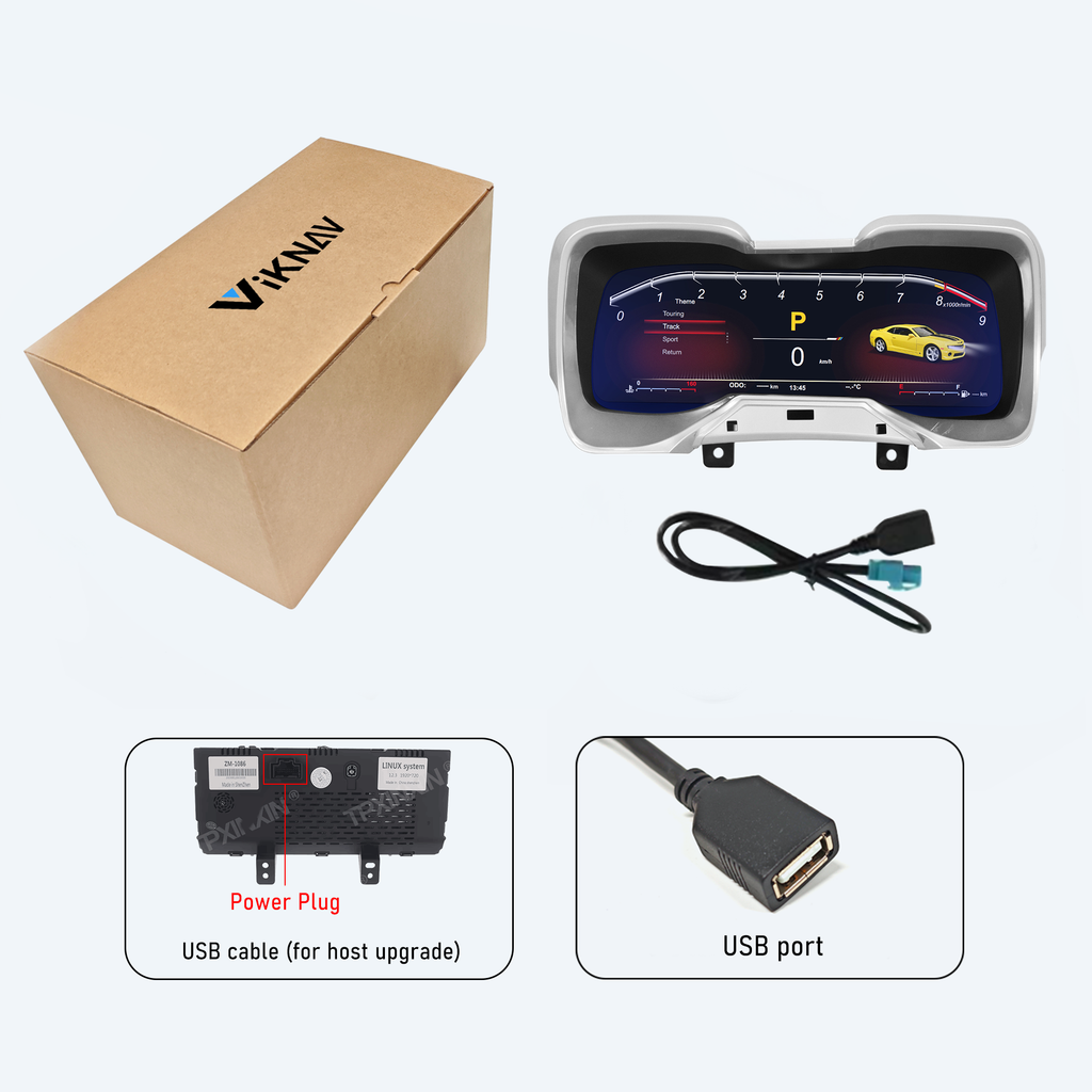 Viknav 12.1 Inch Digital Cluster Dashboard For Chevrolet Camaro 2010 2011 2012 2013 2014 2015 LCD Digital Instrument Full Screen Upgrade Speedometer Panel Gauges Replacement Cockpit