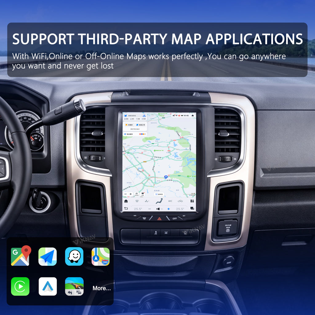 VIKNAV 10.4 Inch Android Car Radio For Dodge Ram 1500 2013-2018 Auto Stereo Screen Upgrade
