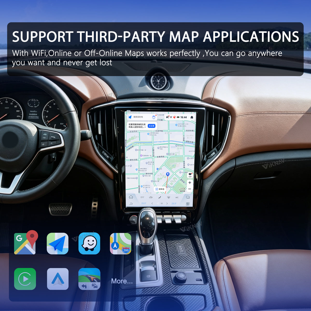 VIKNAV 12.3 Inch Touch Screen Android System Car Radio For Maserati Ghibli 2014-2019 Wireless Apple Carplay Multimedia Player GPS Navigation Head Unit