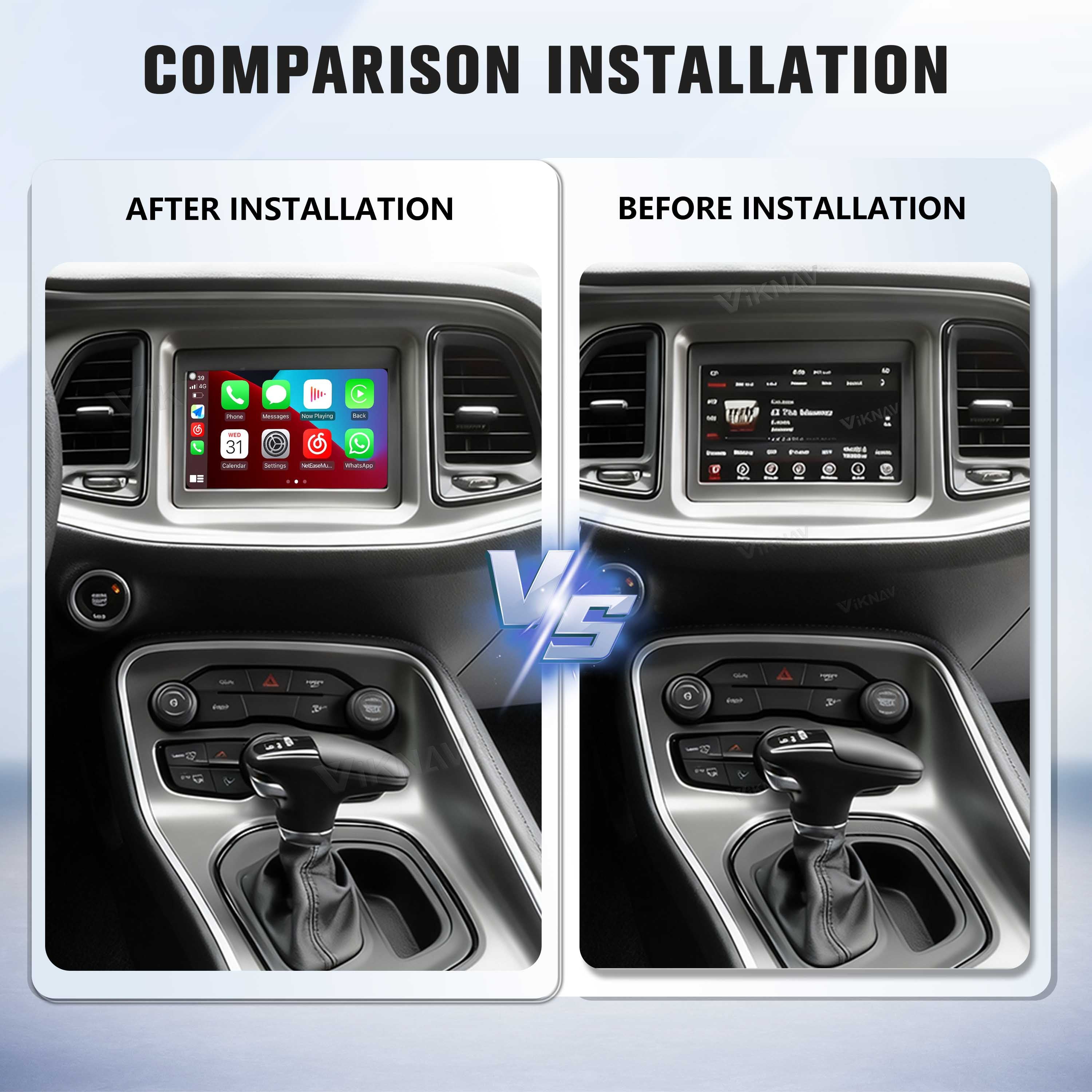 Viknav Linux System Decoder Box For Dodge Challenger 2015-2022 OEM Harman System Upgrade Interface Wireless Carplay Android Auto Decoder Box Autolink Airplay