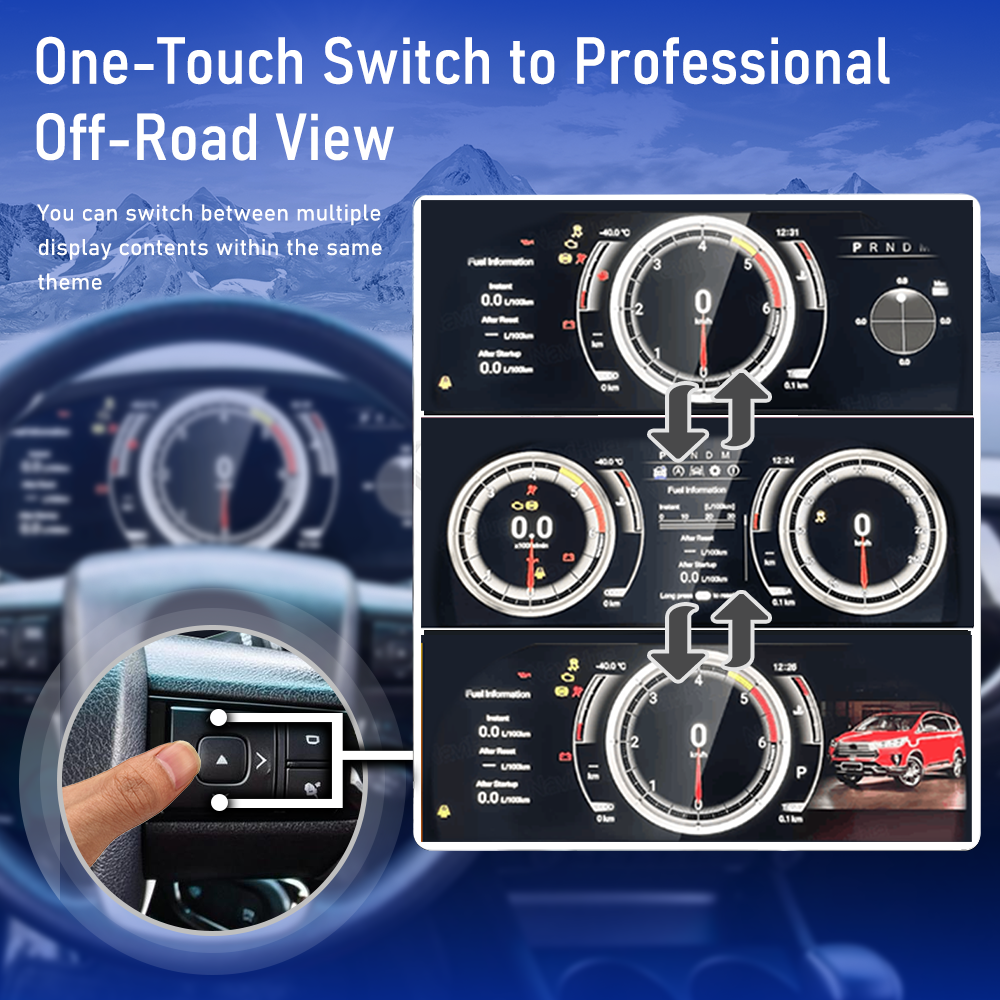 Viknav 12.3 inch Digital Gauge Cluster for Toyota Innova 2016-2022 LCD Car Digital Speedometer Dashboard Panel