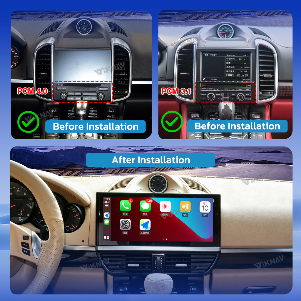 VIKNAV 12.3 Inch Android Car Radio for Porsche Cayenne 2011 2012 2013 2014 2015 2016 2017 Auto Stereo Screen Upgrade Wireless Carplay GPS Navigation Multimedia Player Head Unit