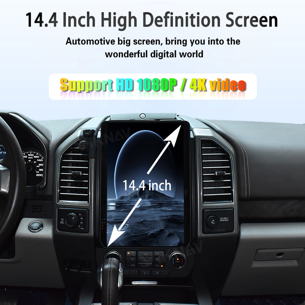 Viknav 14.4 Inch Car Radio Android and Digital Cluster Dashboard Panel Speedometer For Ford F150 Raptor 2015-2022 Stereo Wireless Carplay Android Auto Touch Screen GPS Navigation Multimedia Player