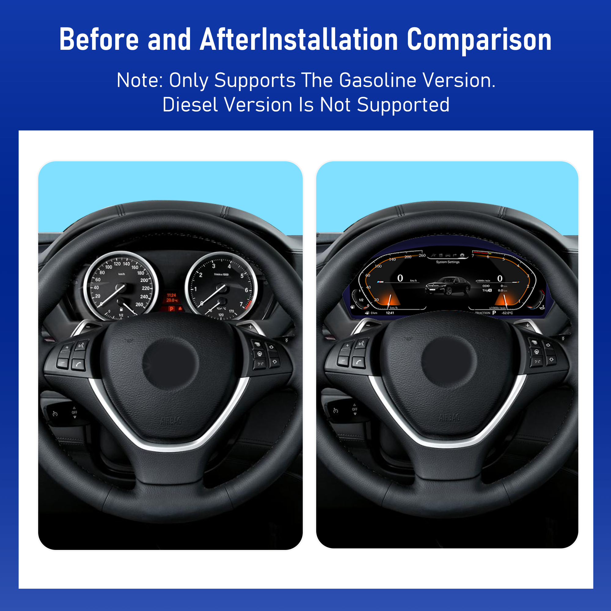 Viknav 12.3 inch Digital Gauge Cluster for BMW X6 E71 2007-2013 LCD Car Digital Speedometer Dashboard Panel