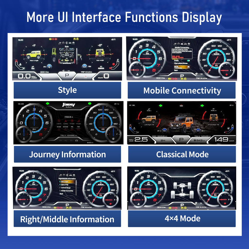 Viknav 12.3 Inch Digital Cluster Dashboard For Suzuki Jimny JB64 JB74 2019 2020 2021 2022 2023 2024 2025  LCD Digital Instrument Full Screen Upgrade Speedometer Panel Gauges Replacement Cockpit