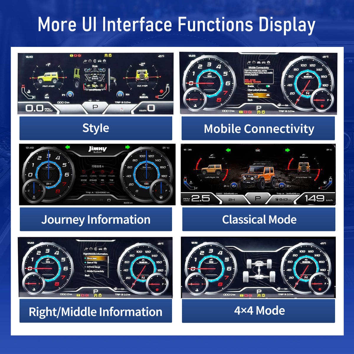 Viknav 12.3 Inch Digital Cluster Dashboard For Suzuki Jimny JB64 JB74 2019 2020 2021 2022 2023 2024 2025  LCD Digital Instrument Full Screen Upgrade Speedometer Panel Gauges Replacement Cockpit