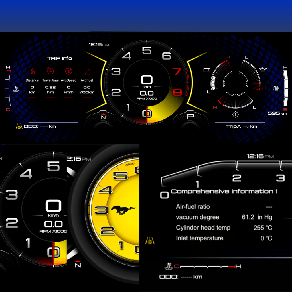 Viknav 15.8 inch Digital Gauge Cluster for Ford Mustang 2015-2023 LCD Car Digital Speedometer Dashboard Panel