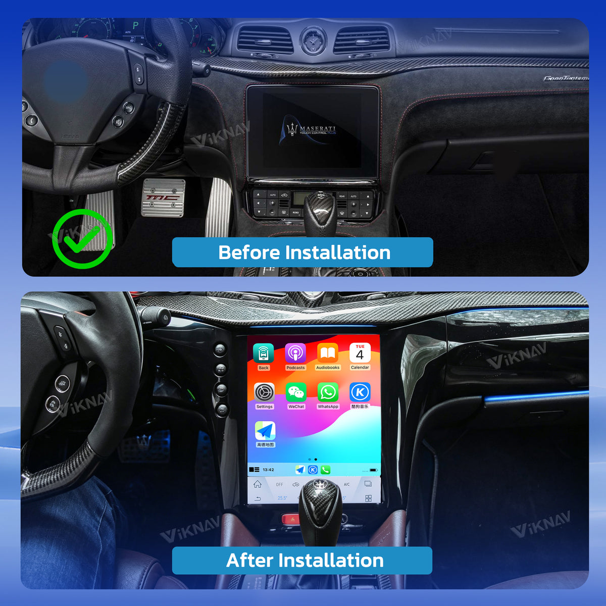 VIKNAV 13.9 Inch Car Radio For Maserati GT 2007-2017 Auto Stereo Wireless Carplay GPS Navigation Multimedia Player Touch Screen