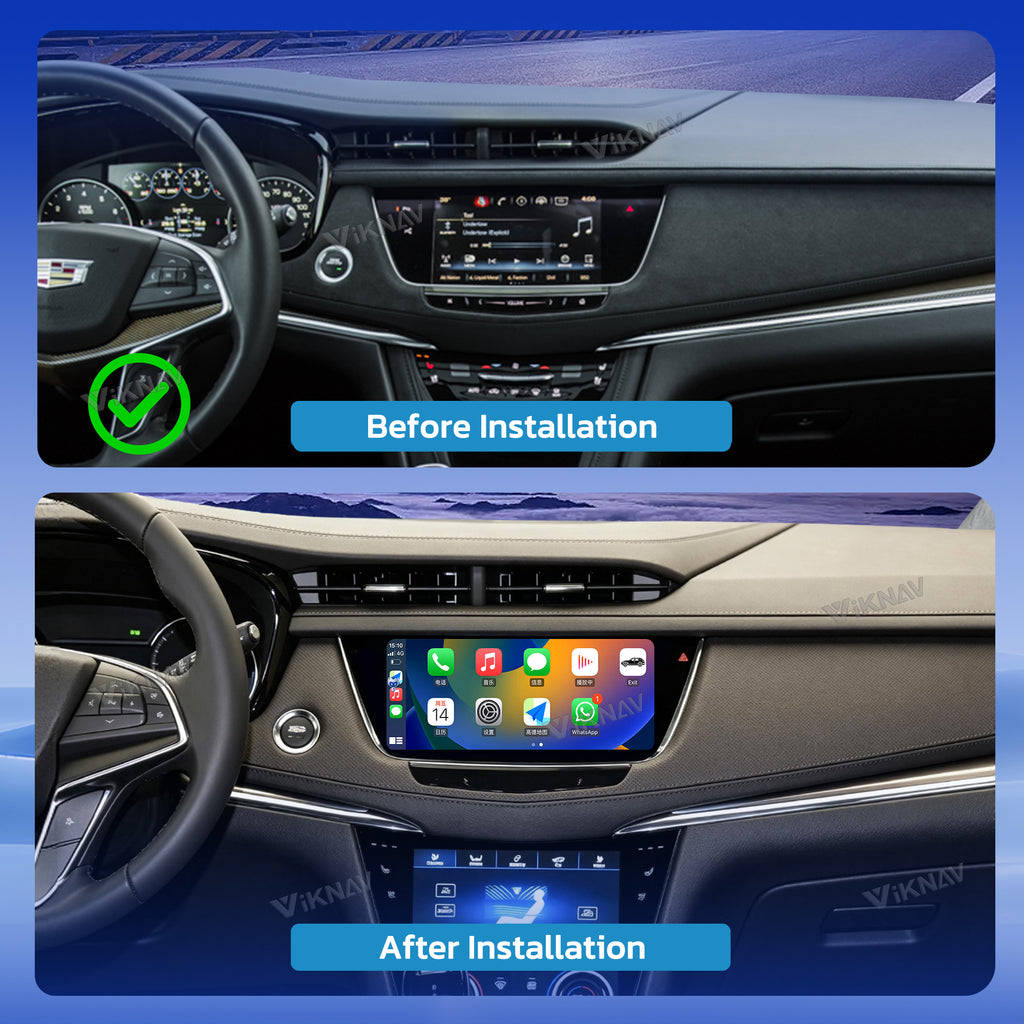 VIKNAV 10.25 Inch Android Car Radio for Cadillac XT5 XT6 2016 2017 2018 2019 2020 2021 2022 2023 Auto Stereo Screen Upgrade Wireless Carplay GPS Navigation Multimedia Player With AC Panel