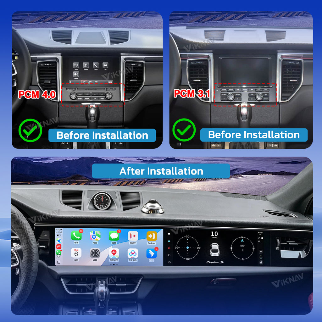 VIKNAV Dual 12.3 Inch Android Car Radio for Porsche Macan 2013 2014 2015 2016 2017 Auto Stereo Screen Upgrade Wireless Carplay GPS Navigation Multimedia Player Head Unit