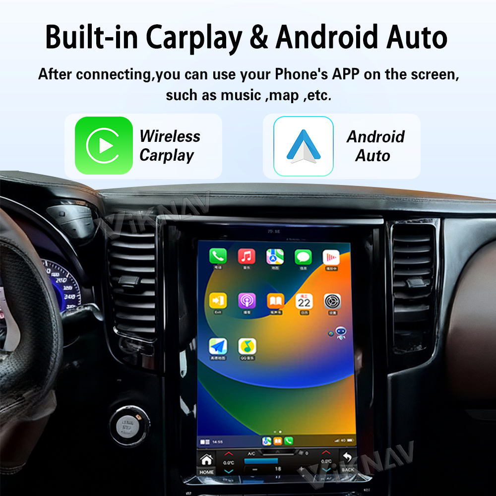 Viknav Android 12.1 inch Car Stereo For Infiniti FX35 2003-2008 Wireless CarPlay & Android Auto GPS Navigation Head Unit