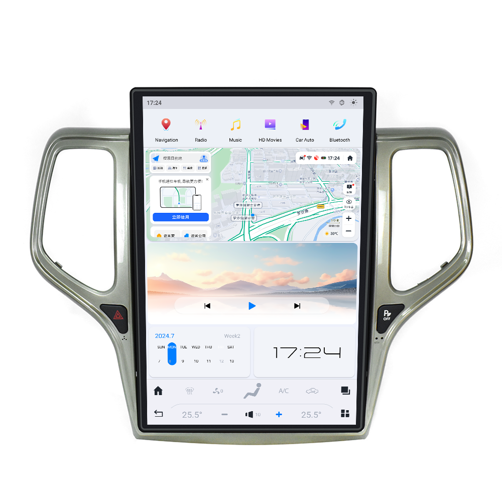 VIKNAV 14.4 Inch Android Car Radio For Jeep Grand Cherokee 2014-2020 Auto Stereo Infotainment System Screen Upgrade (128GB)