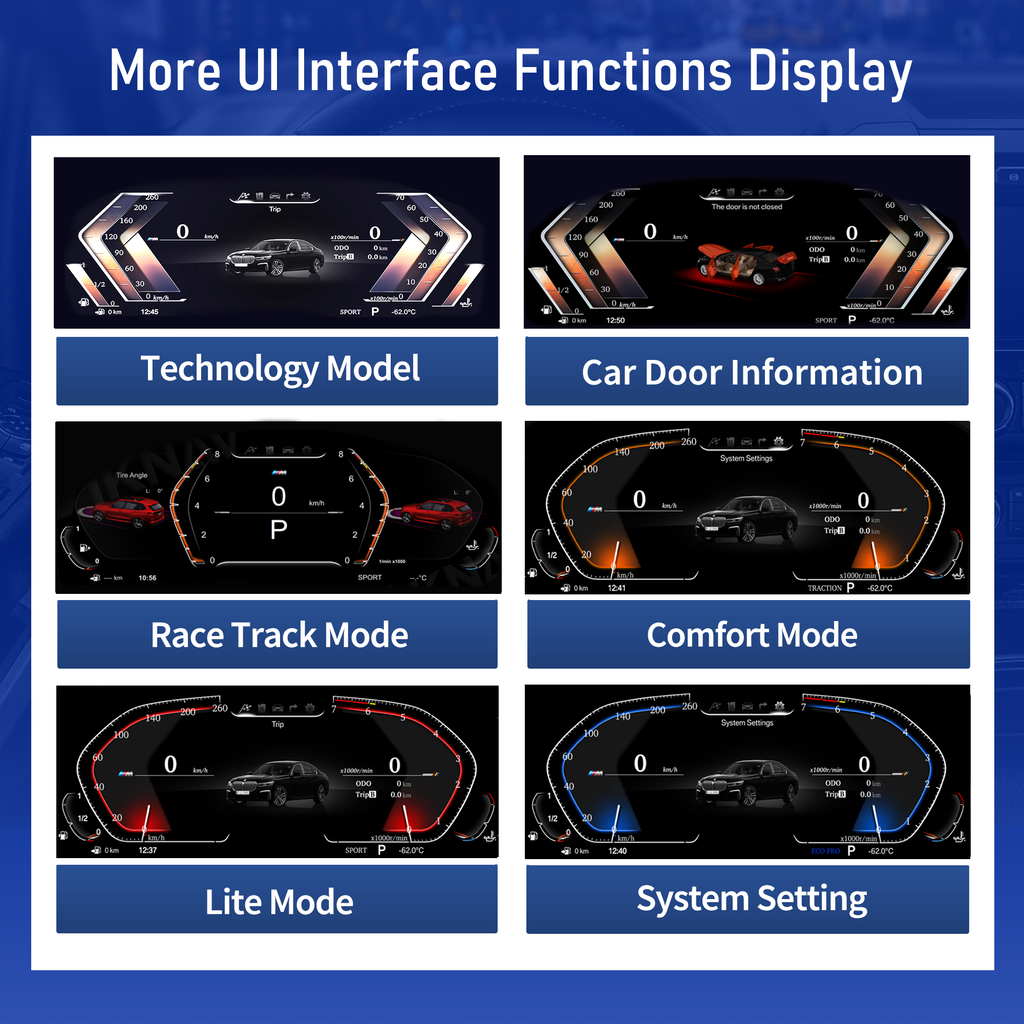 Viknav 12.3 inch Digital Gauge Cluster for BMW 3series 3seriesGT 4series 2013-2019 LCD Car Digital Speedometer Dashboard Panel