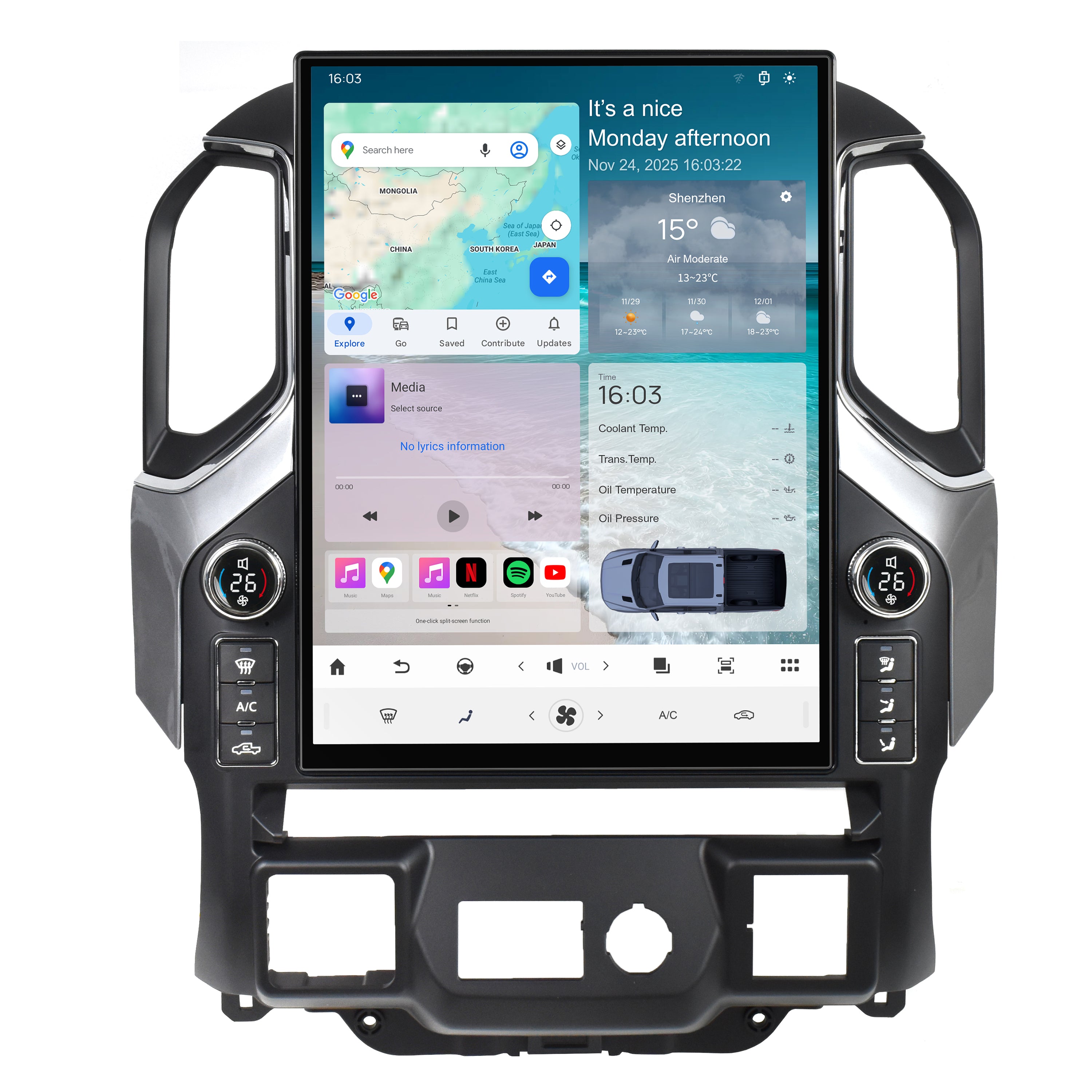 VIKNAV 15.6 Inch Android 14 Car Radio For Chevrolet Silverado GMC SIERRA 1500 2019-2025 Wireless Carplay Auto Stereo Screen Upgrade